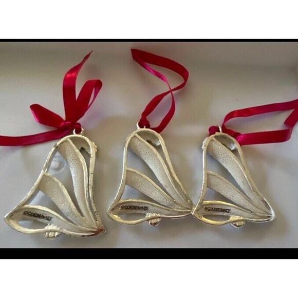 Gorham Silver Bells Red Blue Yellow Christmas Ornaments -All‎ three - Picture 6 of 8